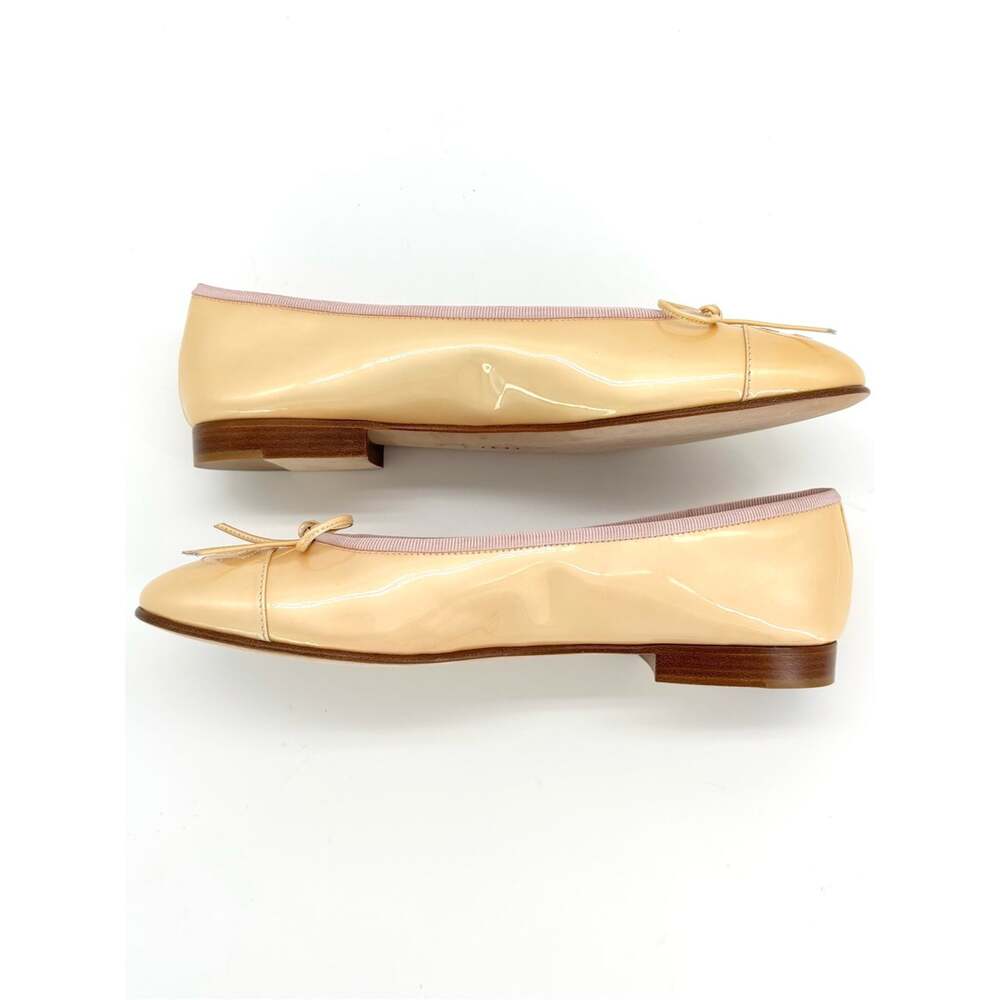 Chanel Vintage Lagerfeld CC Logo Bow Cap Toe Patent Leather Ballet Flats 38.5 - Picture 5 of 15